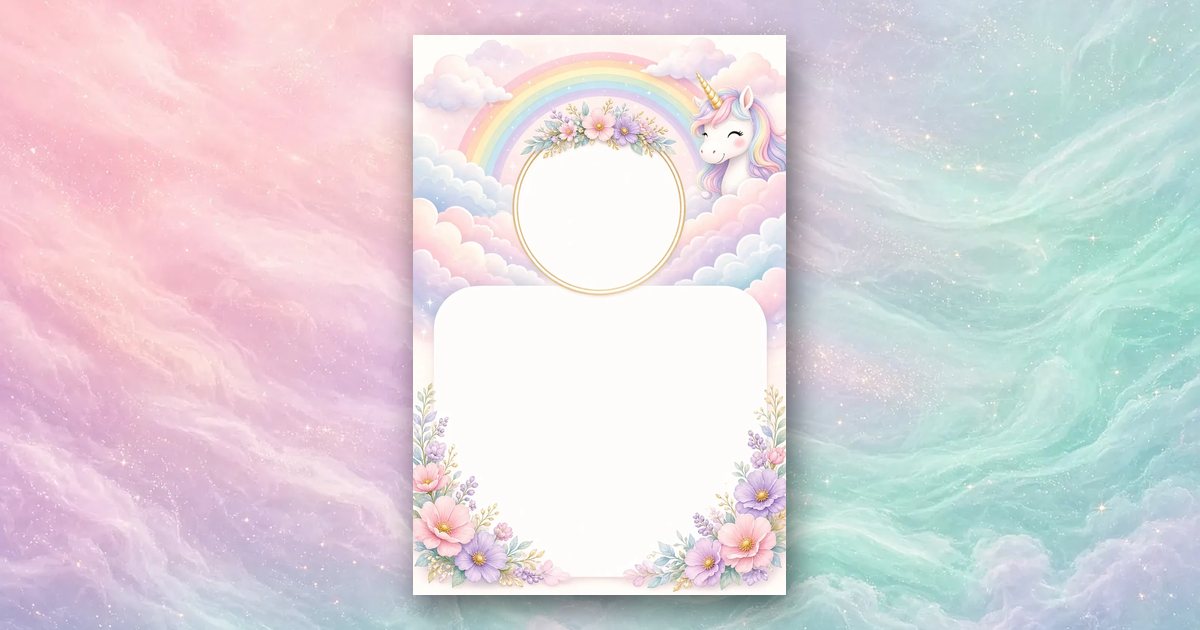 Unicorn Rainbow invitation design