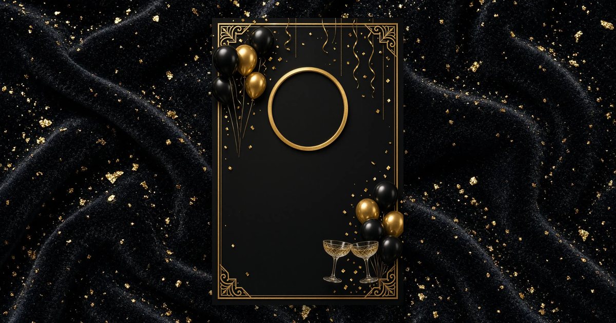 Black & Gold Milestone invitation design