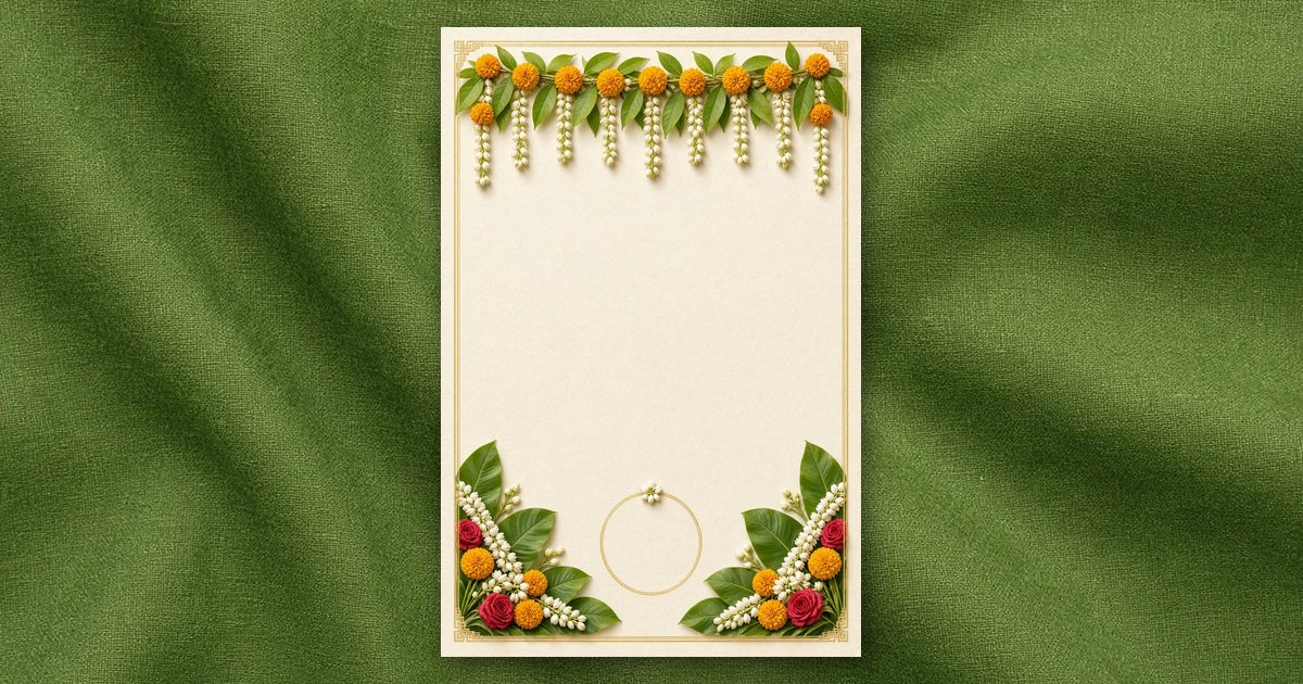Banana Leaf & Mogra invitation design